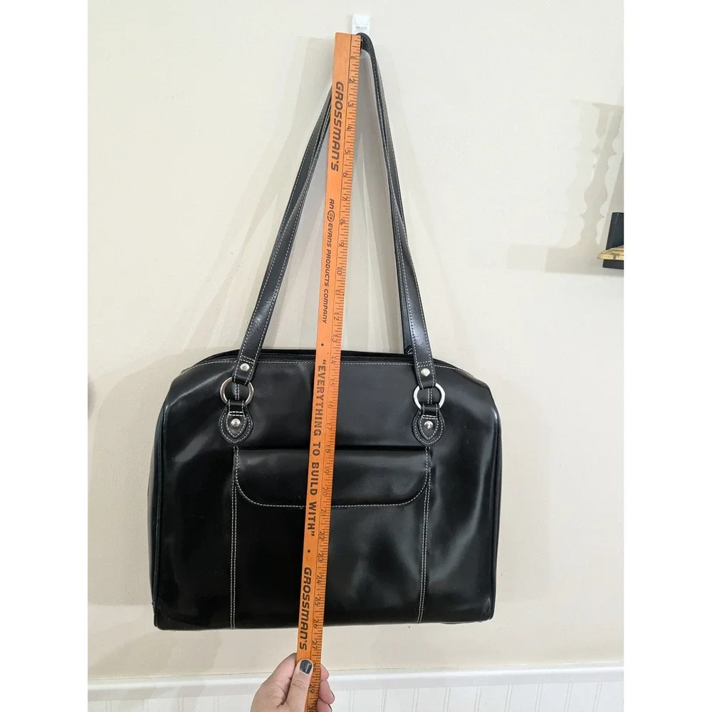 McKlein Laptop Briefcase Black Leather Structured Tote Large Y2K Style Career